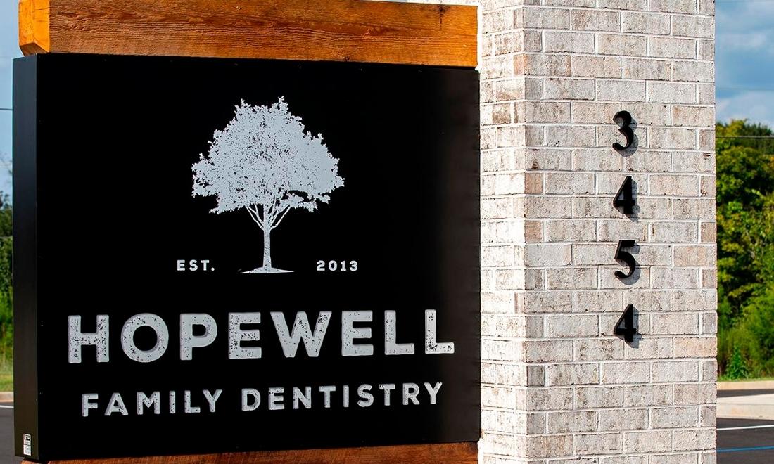 Office sign for Hopewell Family Dentistry